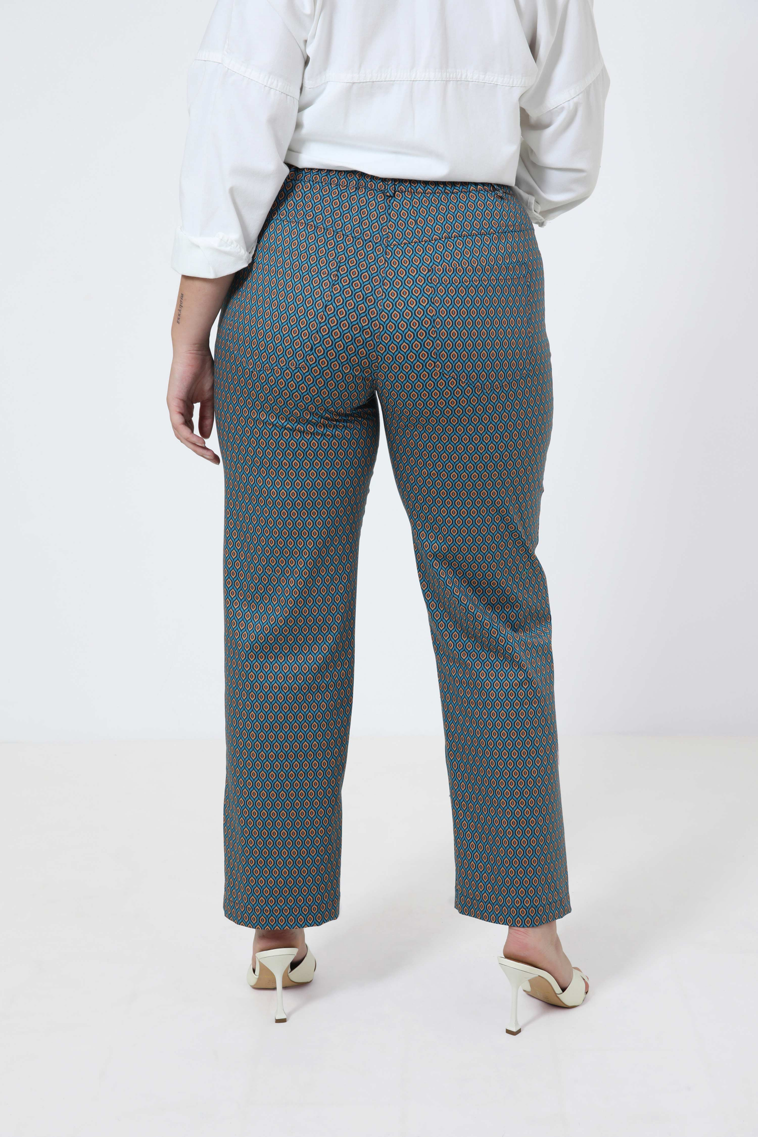 7/8 trousers in printed stretch cotton