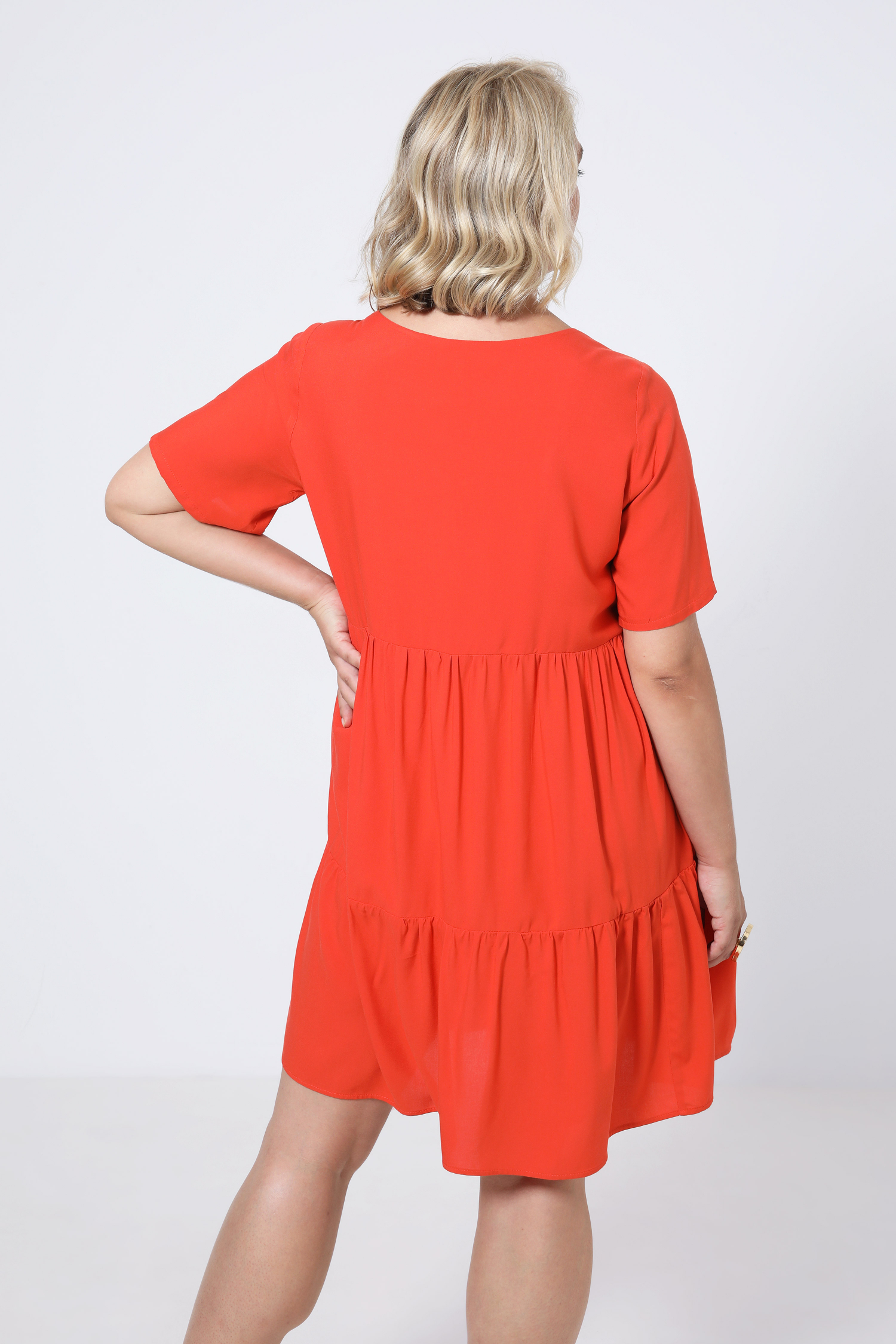 Robe mi-longue unie de style bohème