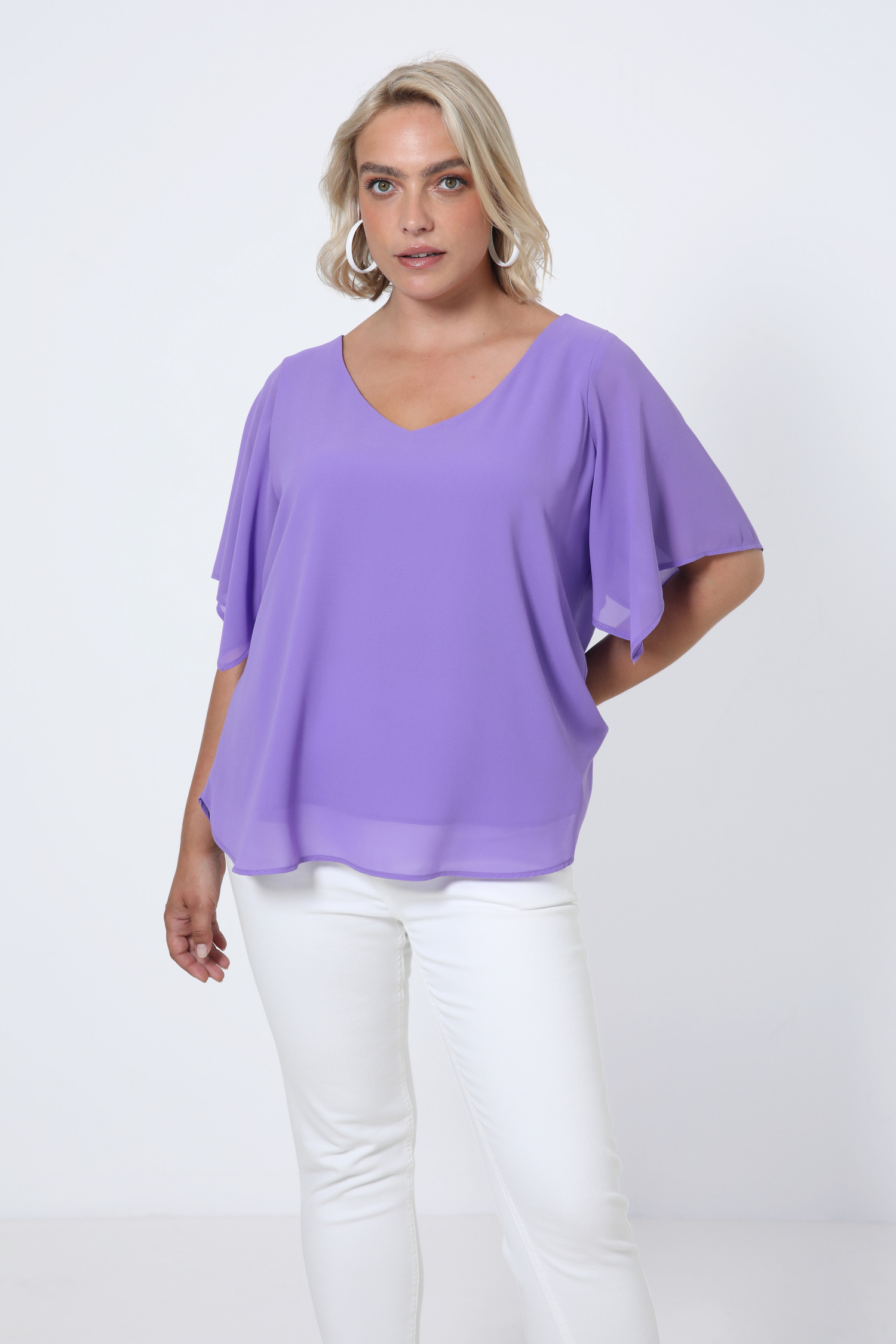 Blouse en voile uni doublée