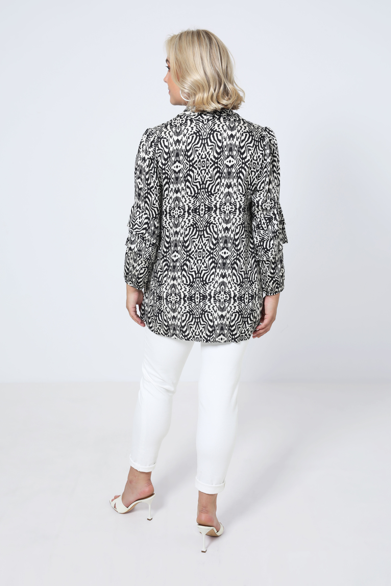 Mao collar blouse in print