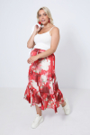 Bohemian style printed veil skirt with ruffles eco-responsible fabrics