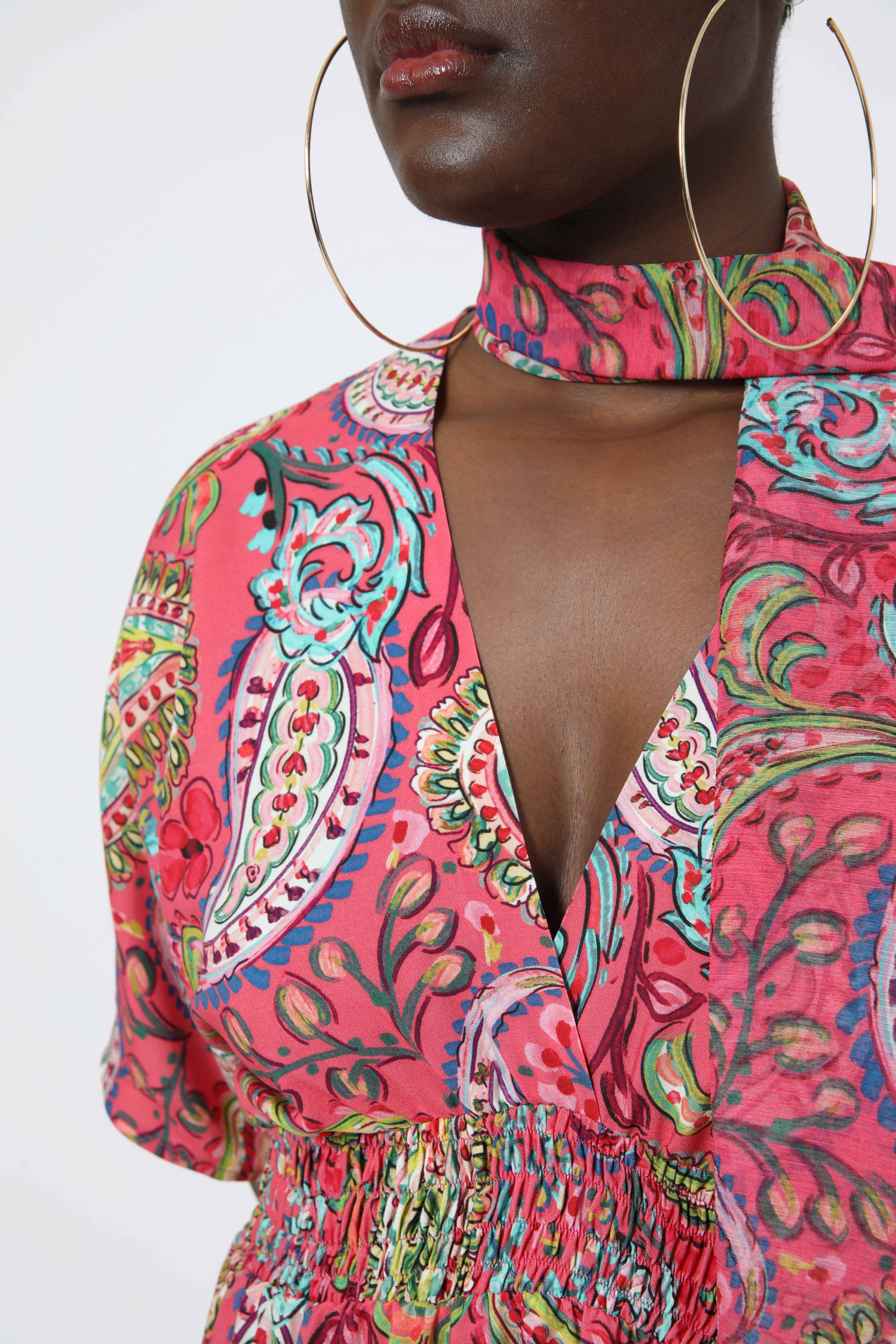 Robe longue avec taille smockée