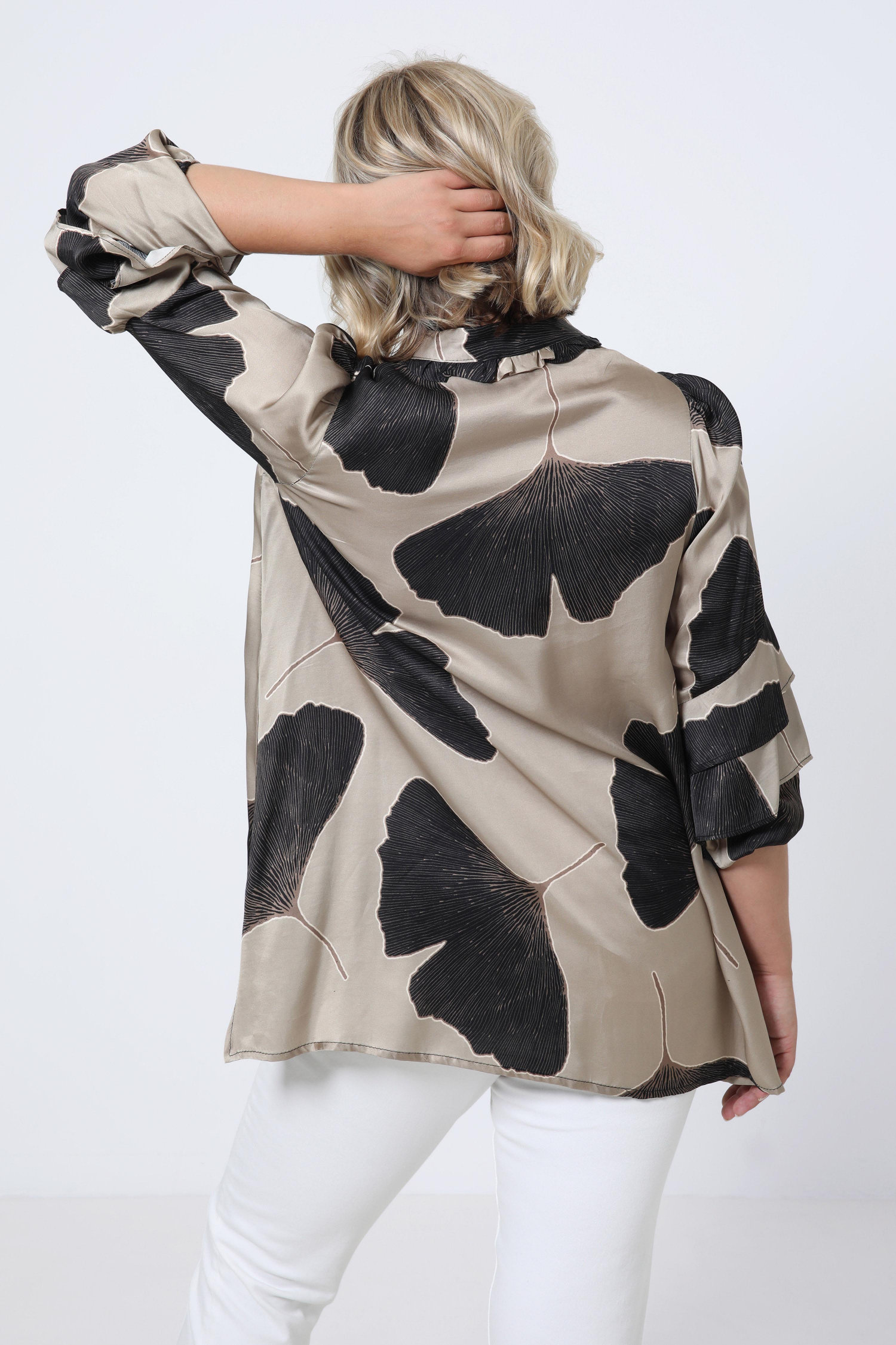 Satin-effect printed blouse
