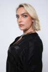 Plain satin jacquard blouse