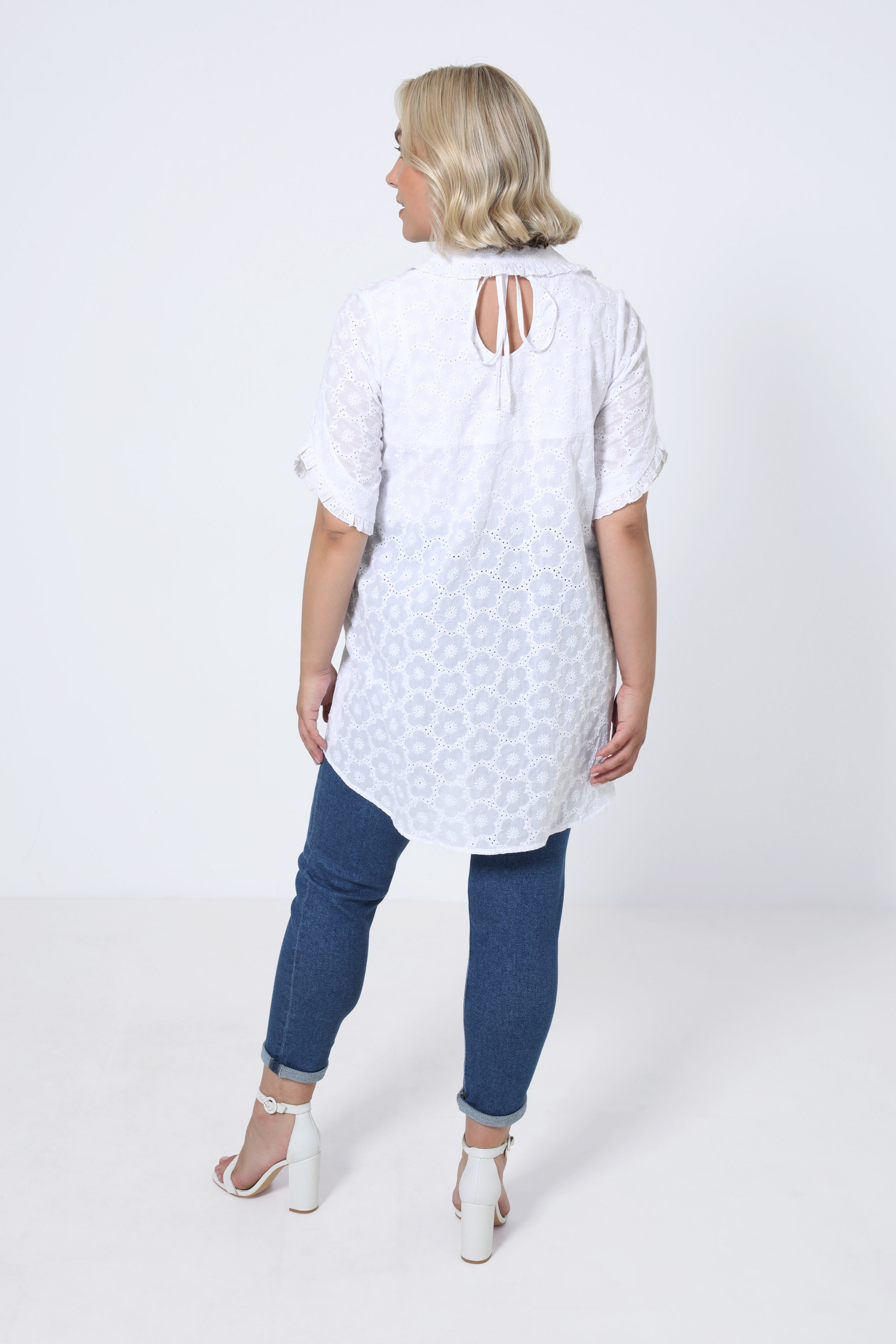 Plain English embroidery long shirt