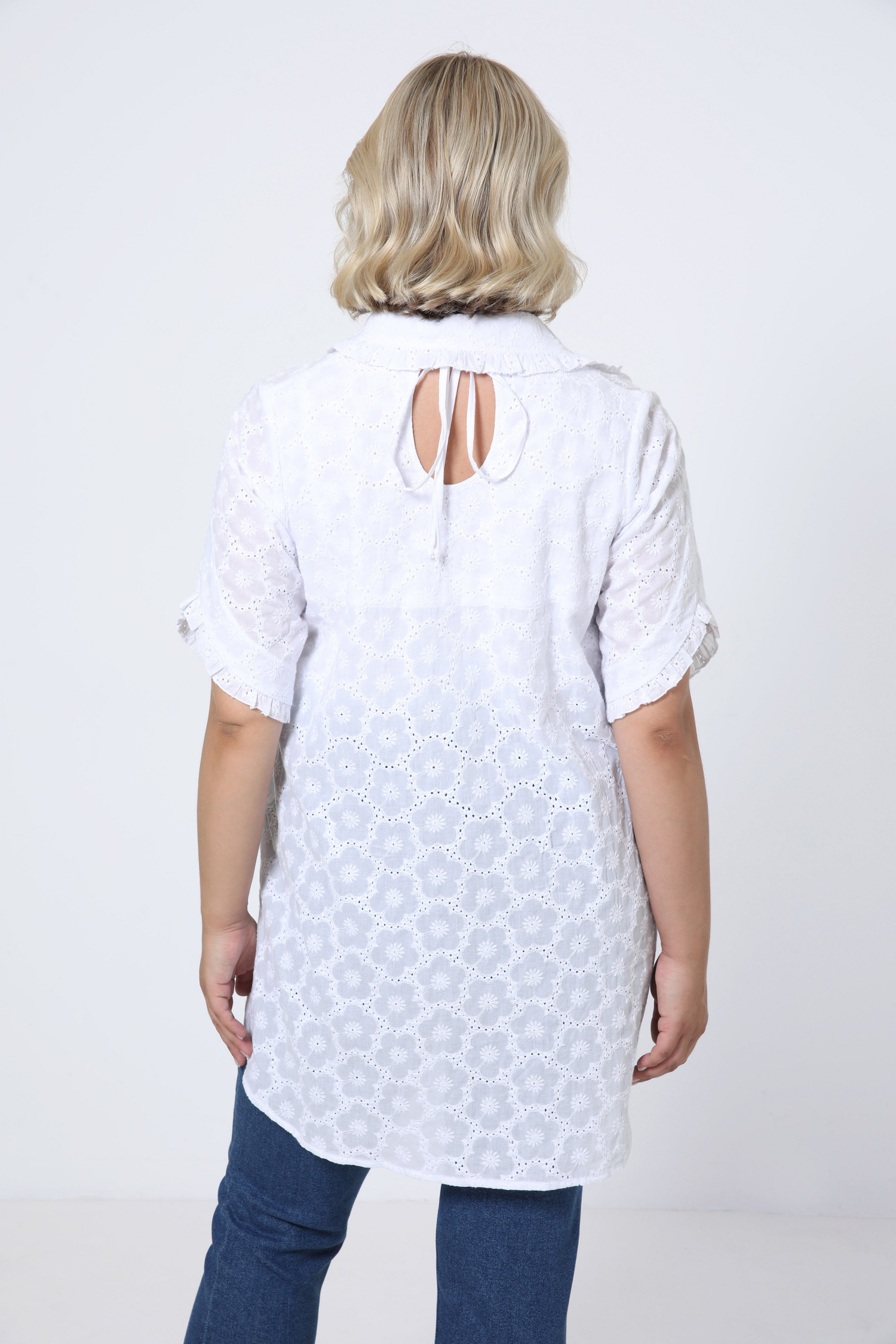 Plain English embroidery long shirt