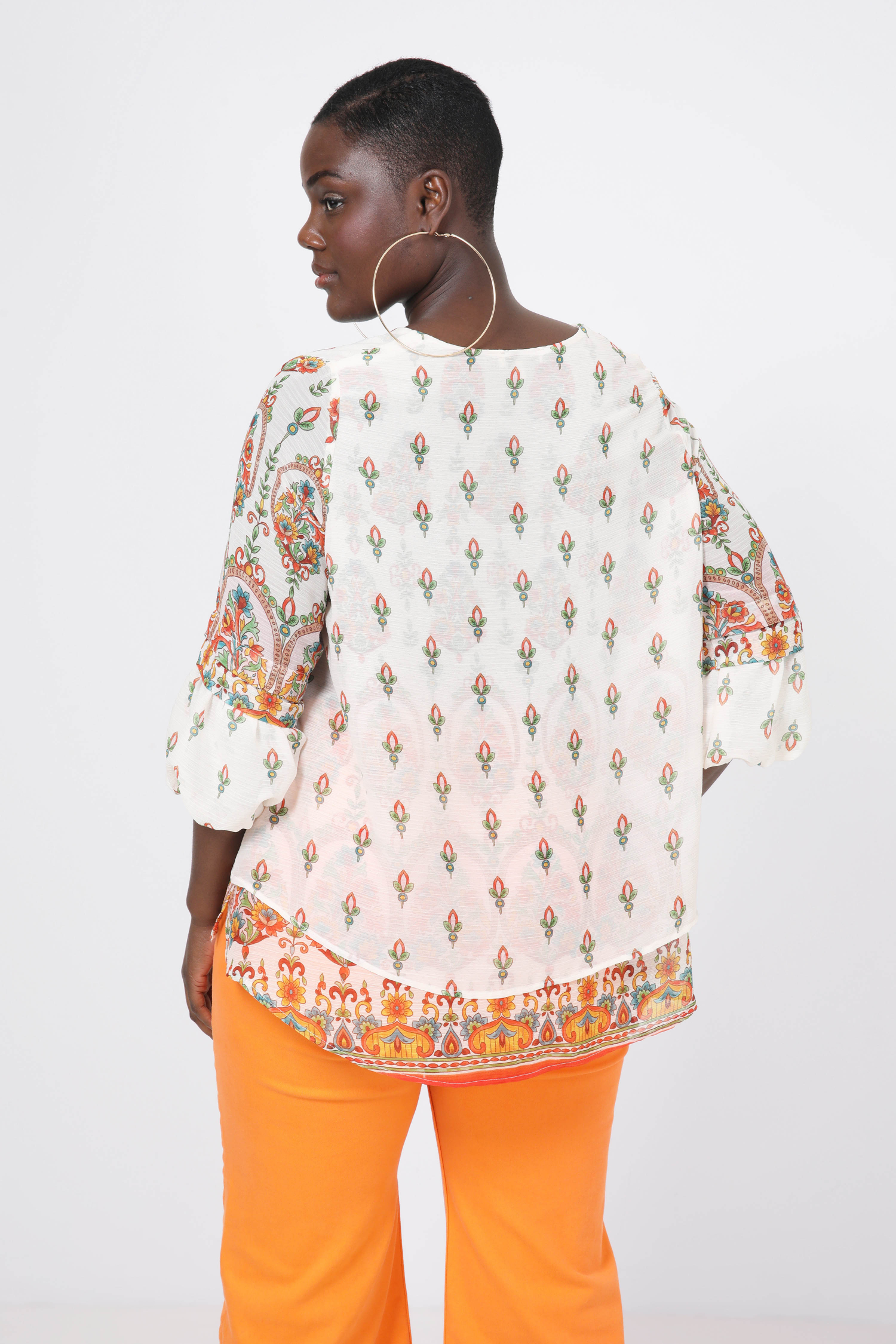 Layered blouse in printed voile.