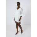 Plain openwork knit tunic with knit top