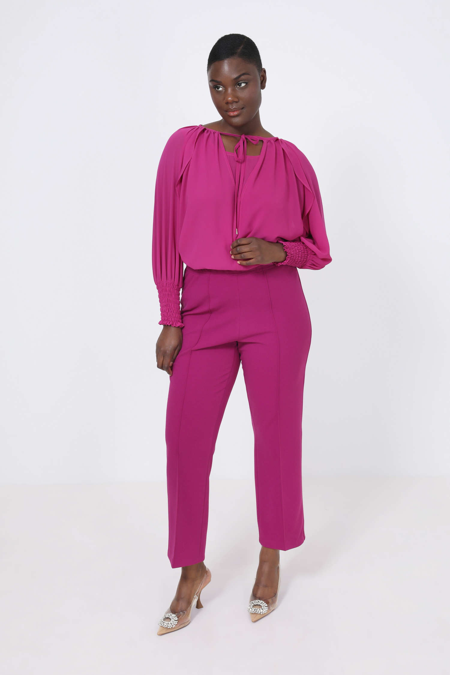 Pantalon tailleur droit uni