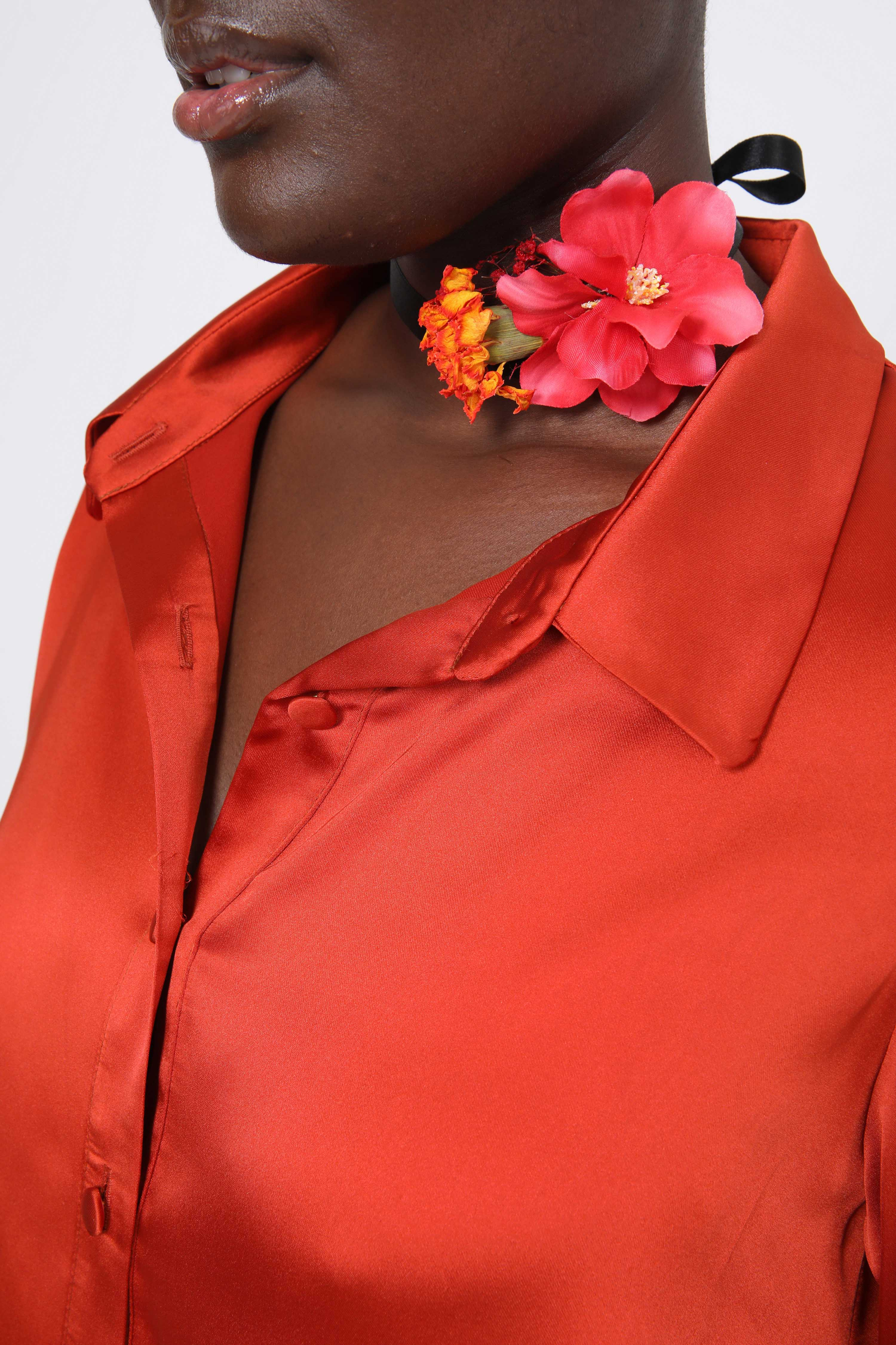 Plain satin effect shirt