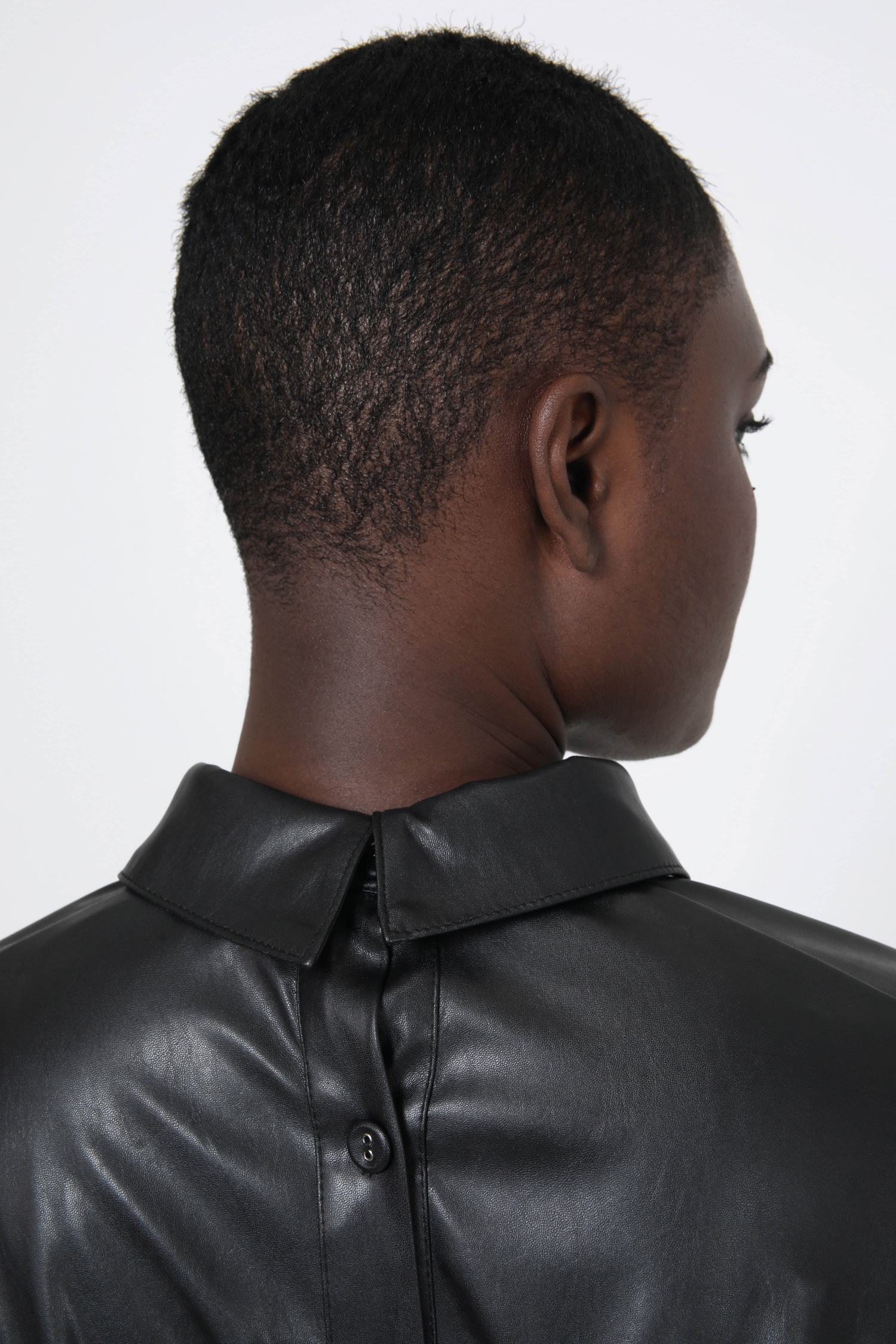 Faux leather shirt buttoned front and back