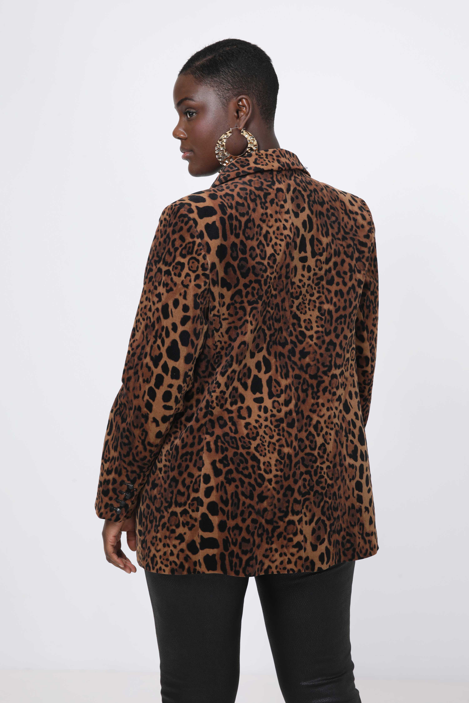 Panther print and faux leather suit jacket
