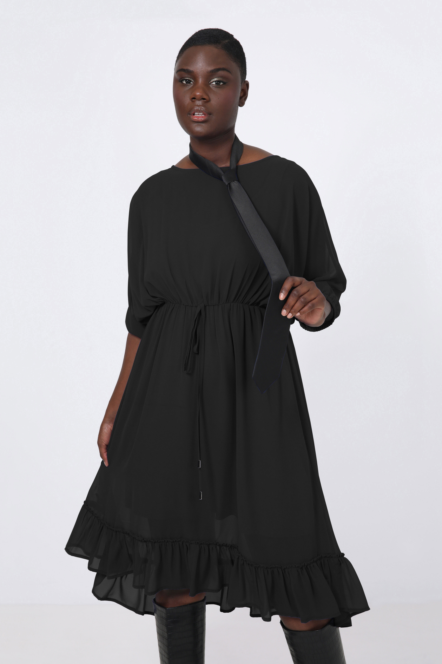 Robe longue en voile unie