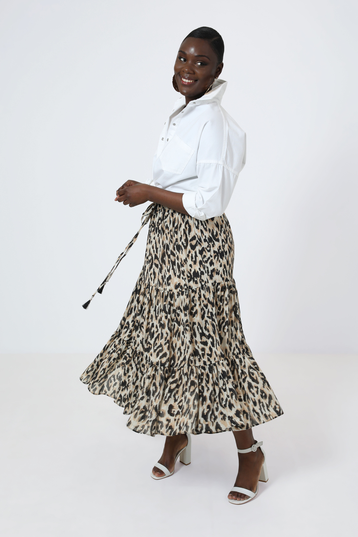 Bohemian style skirt in printed voile