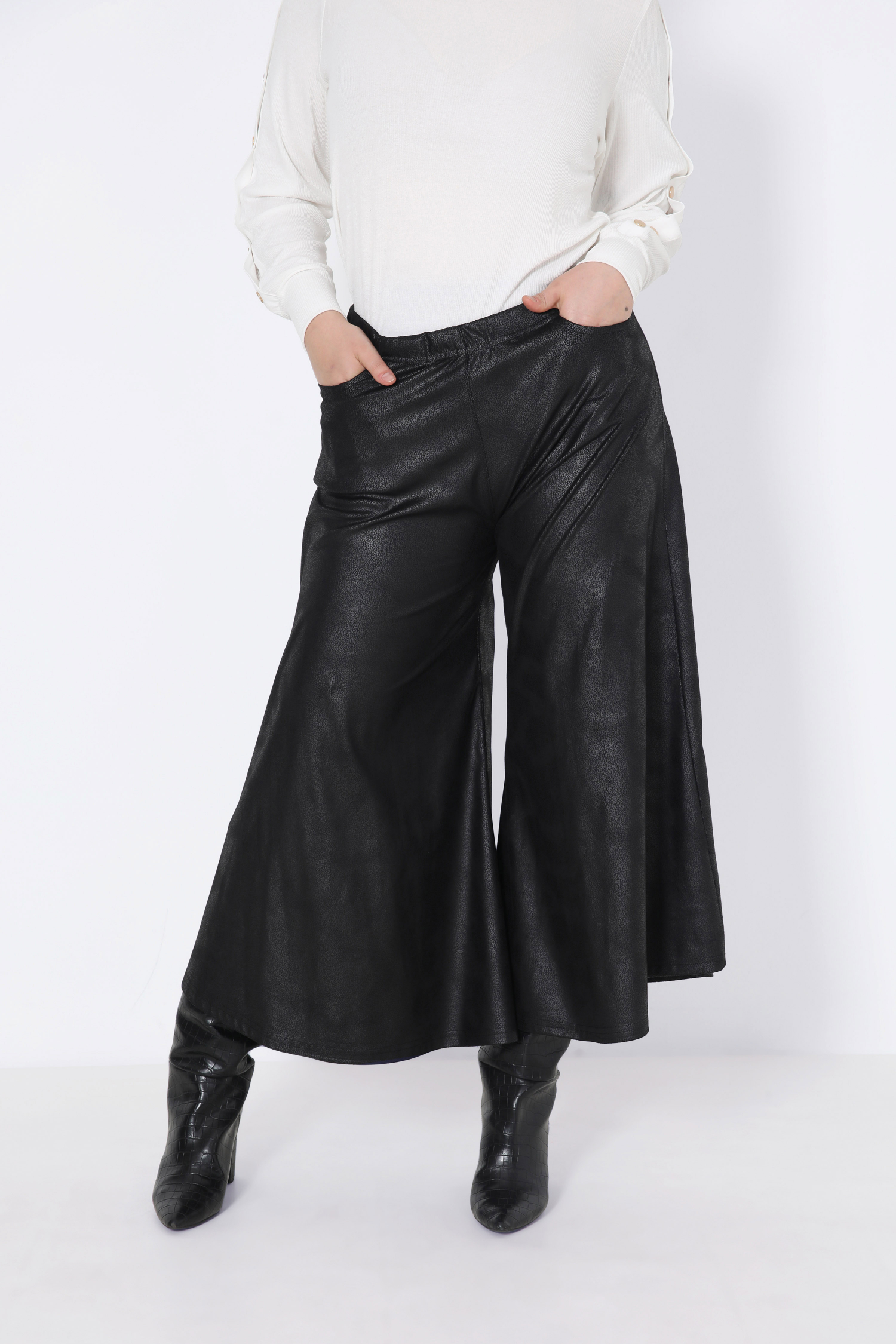 Faux leather culotte skirt