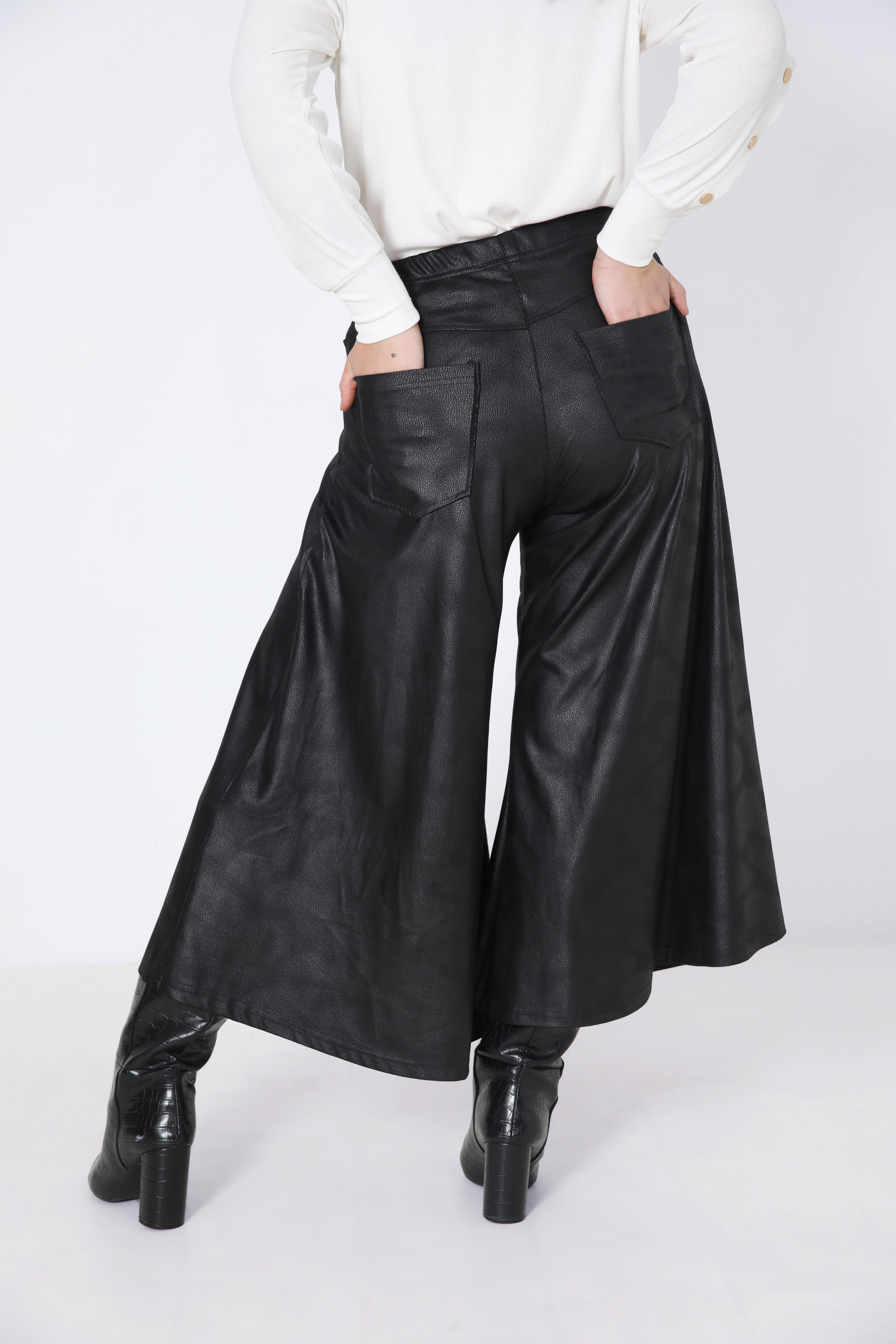 Faux leather culotte skirt