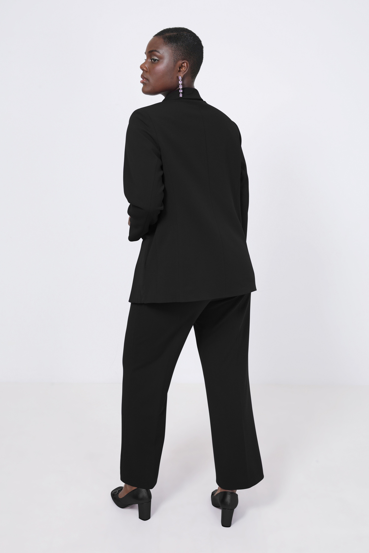 Plain suit jacket with pleated bib