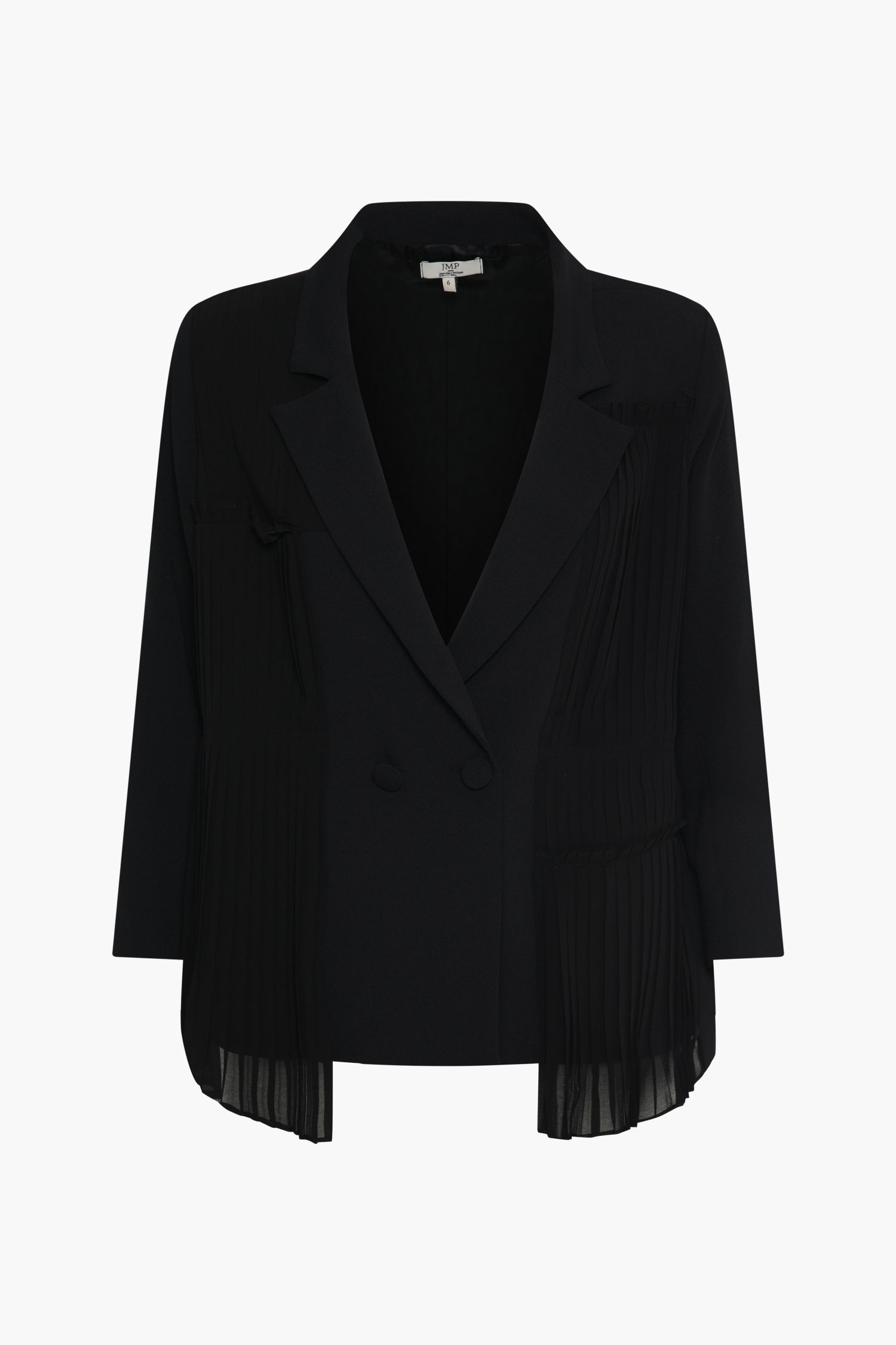 Veste tailleur unie avec plastron plissé