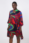 Printed dress with removable belt