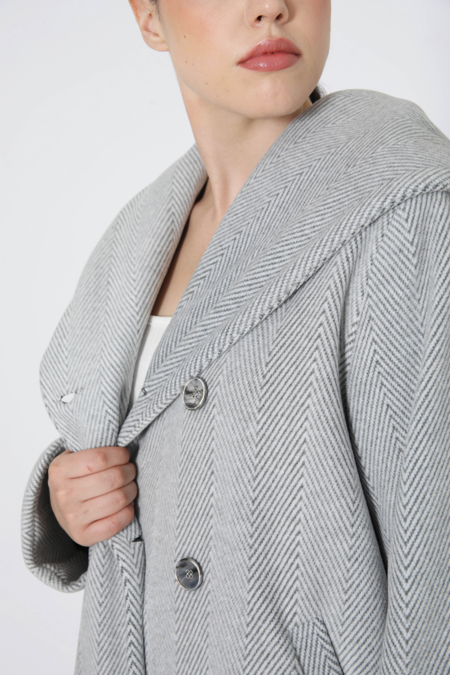 Manteau motif chevron avec capuche