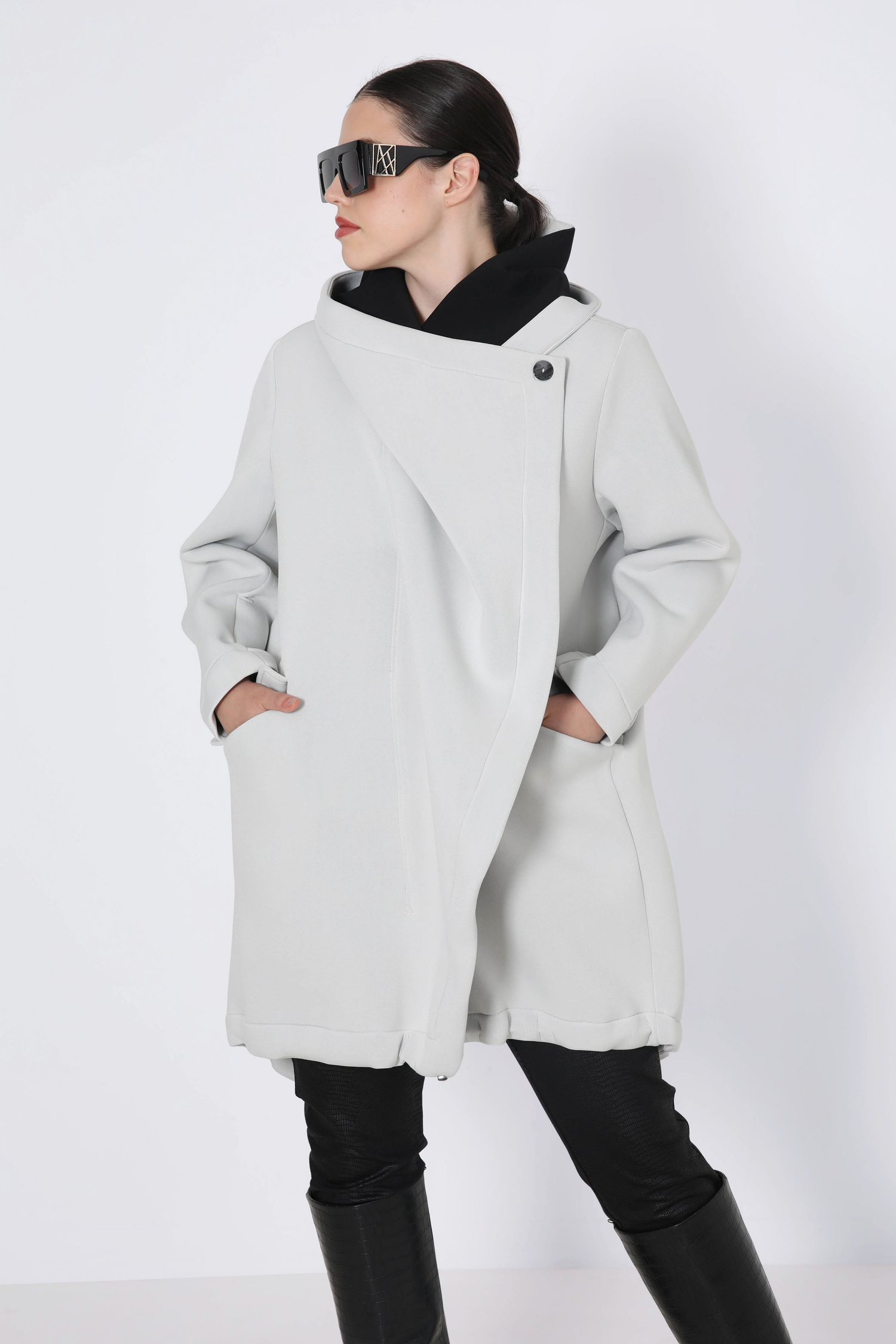 7/8 coat with a hood