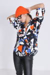 Printed blouse with braid on the sleeves