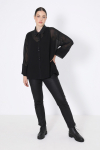 Plain voile and faux leather shirt lined with a top
