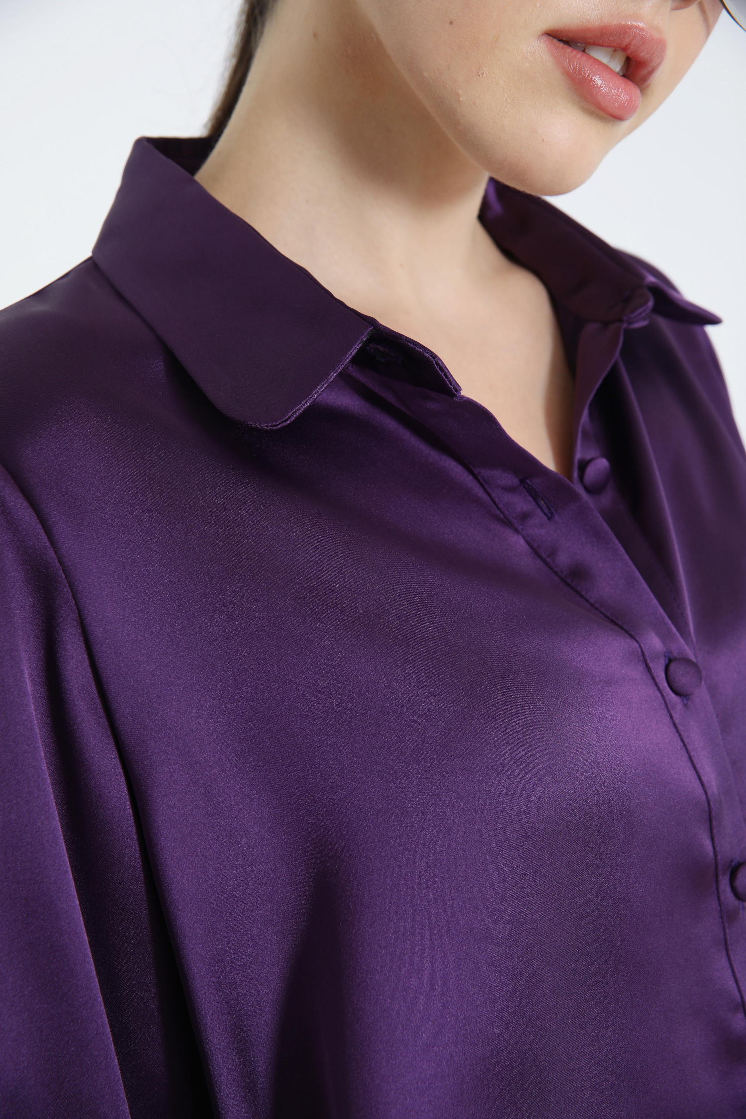 Plain satin effect shirt
