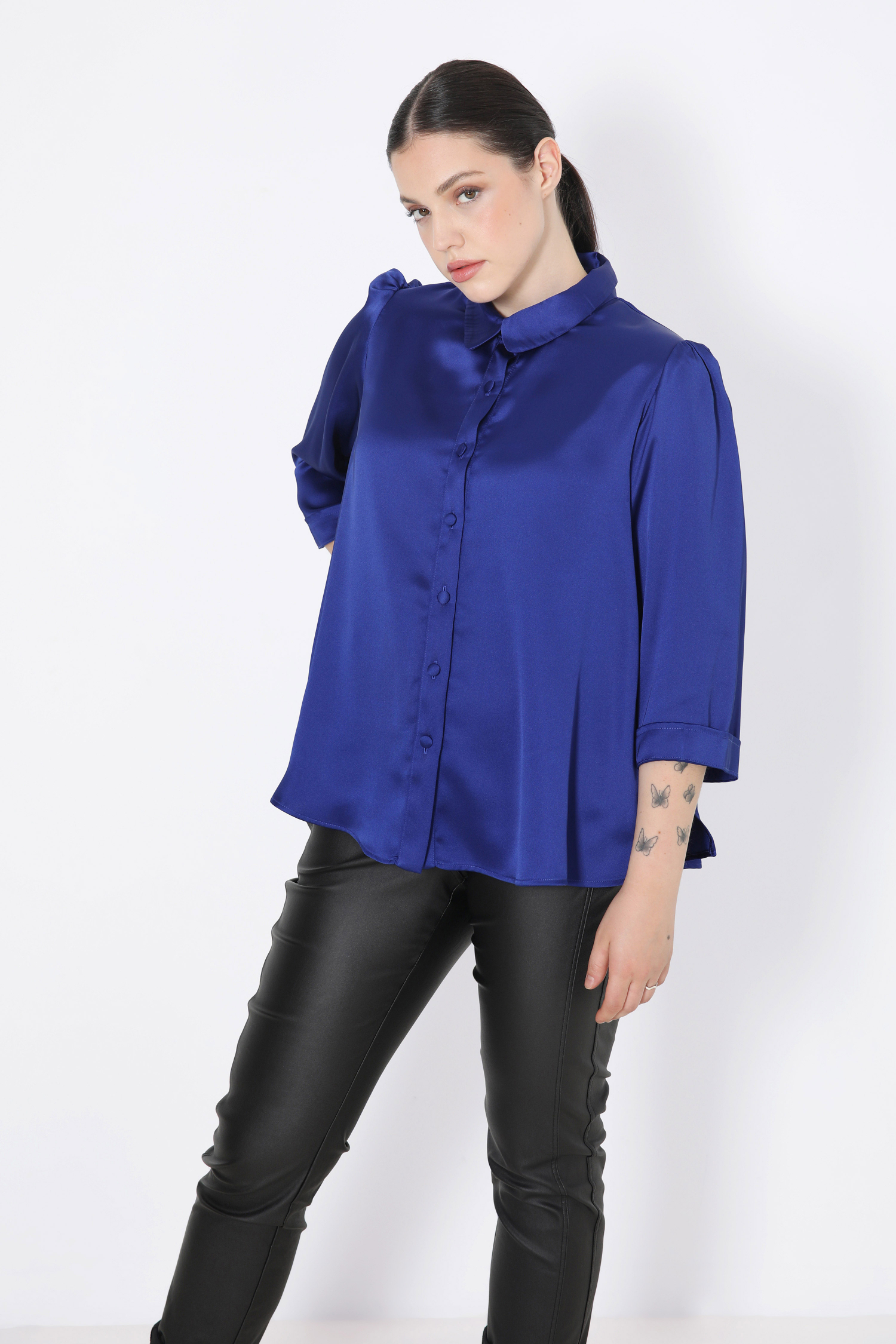 Chemise unie effet satin