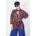 Chemise en voile imprimé avec plis plats