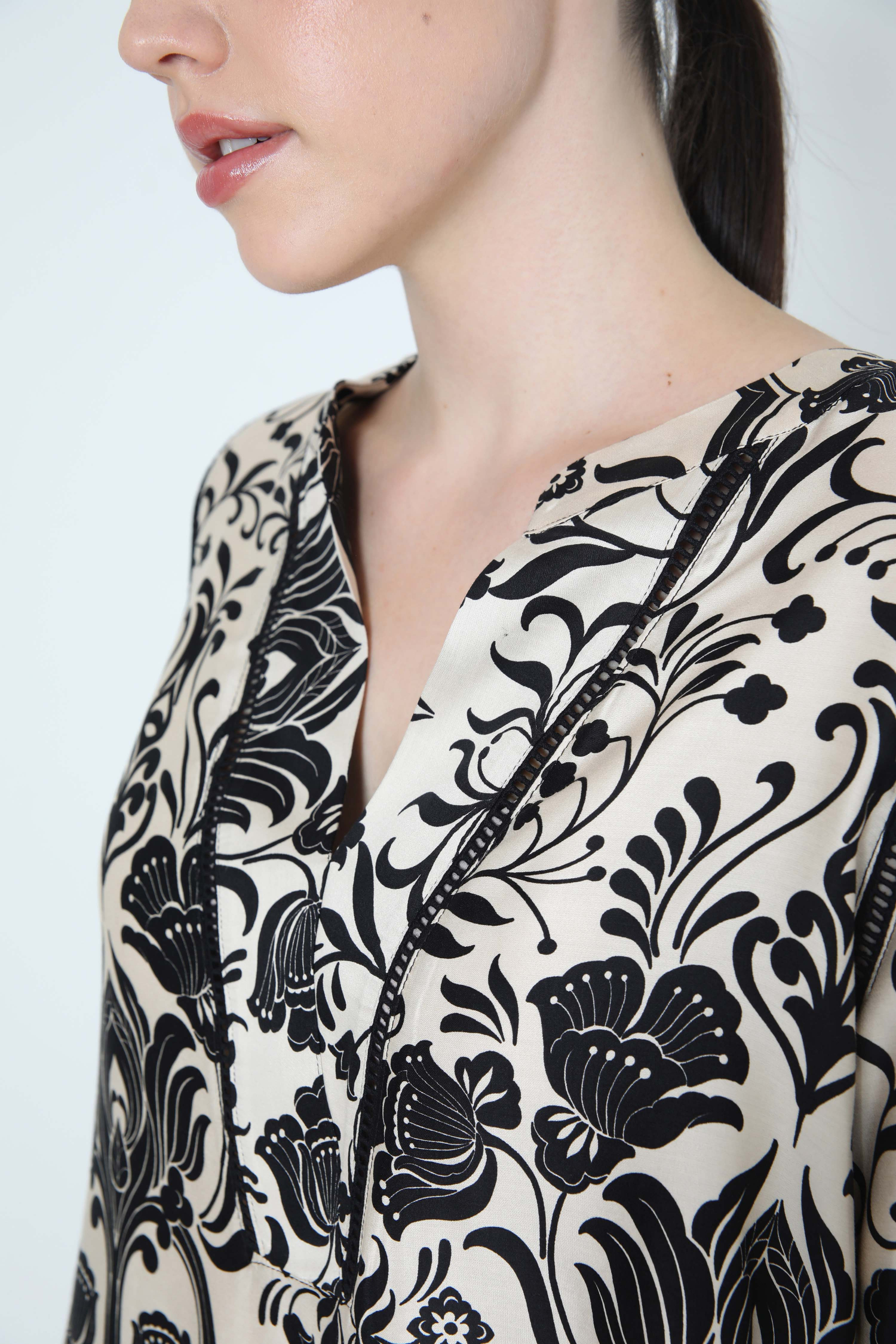 printed blouse with a satin effect base