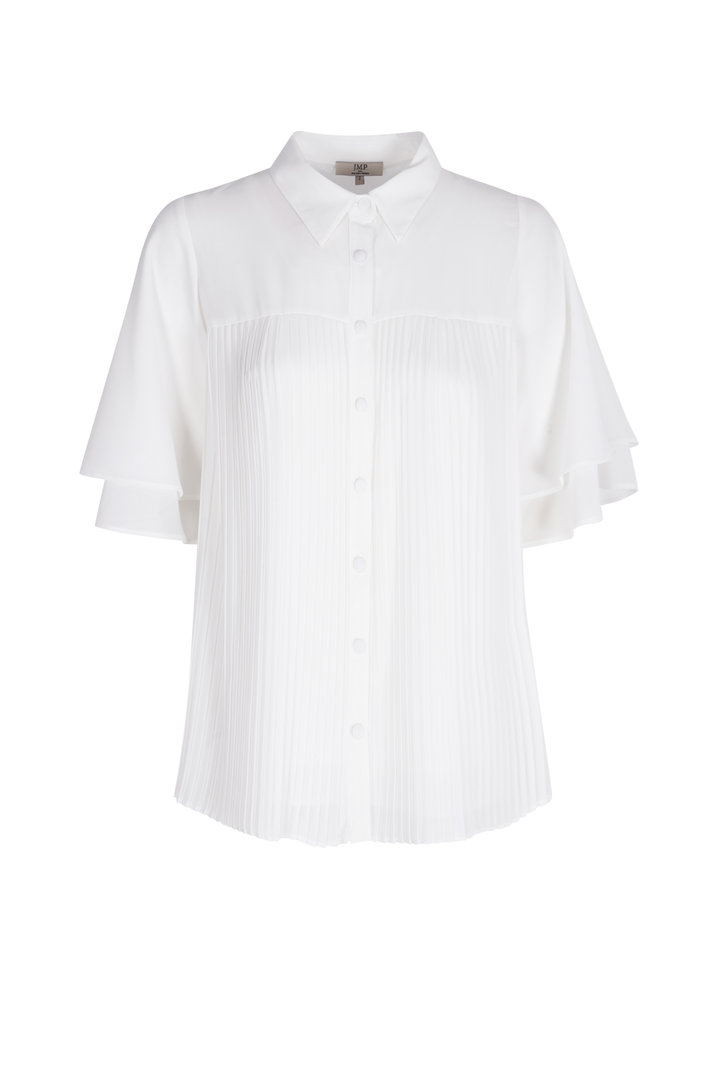 Shirt with plissé in plain voile