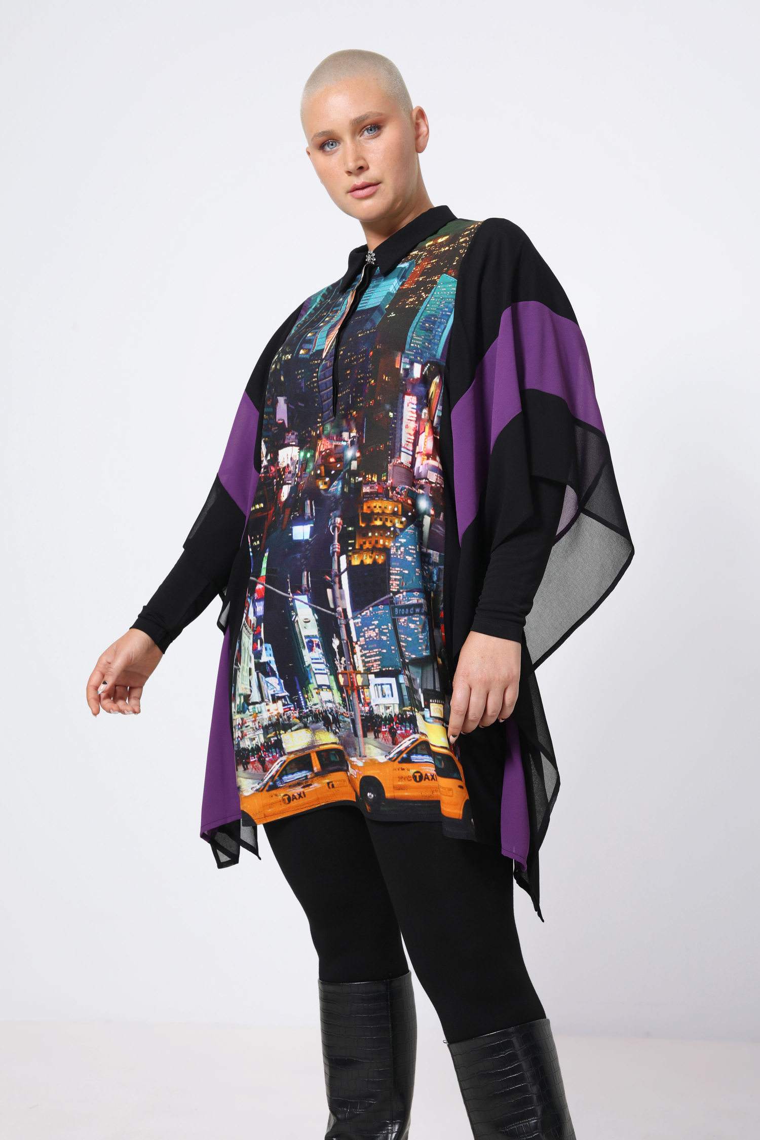 Long tunic with a placed design