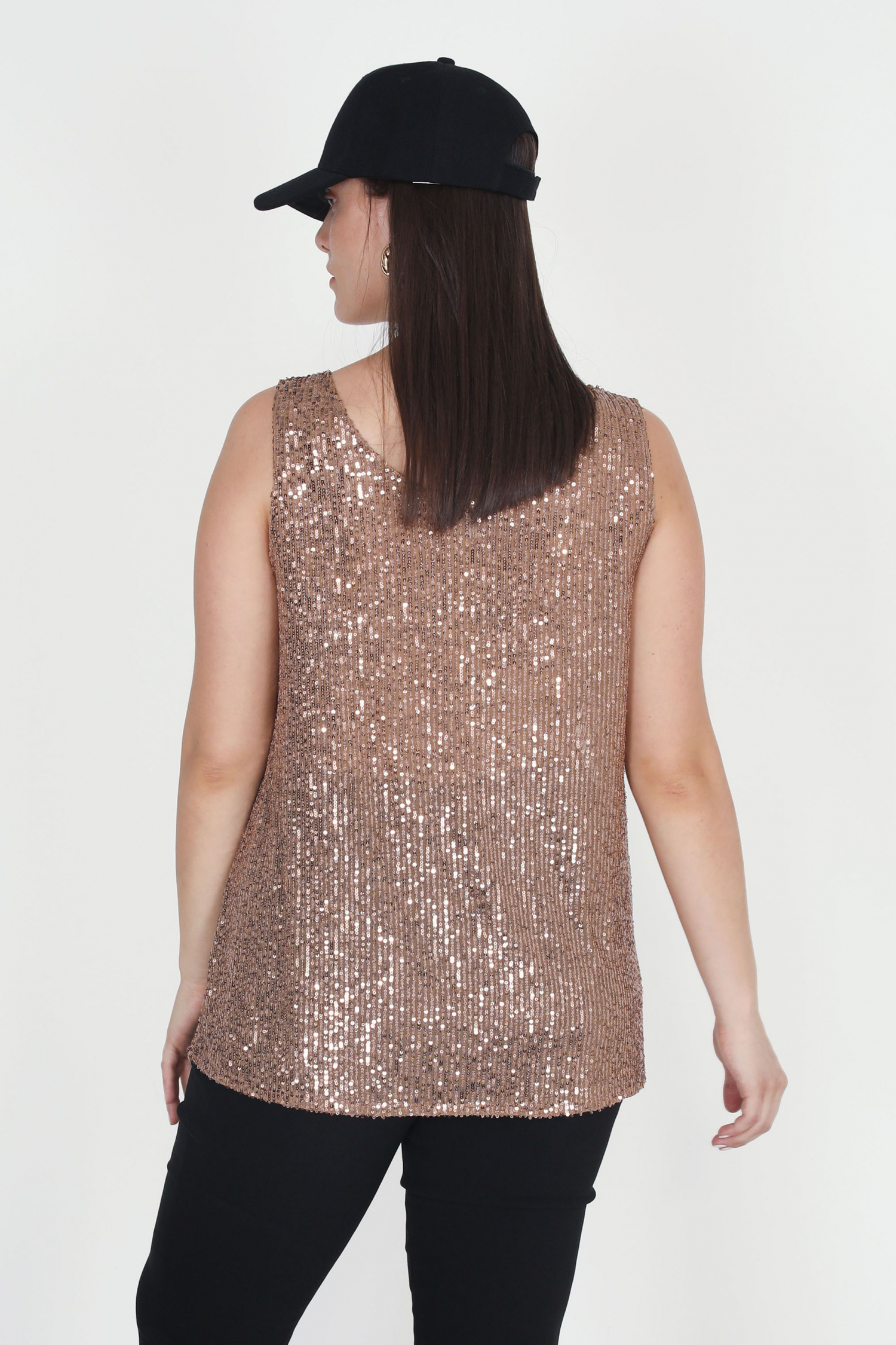 Golden sequin tank top