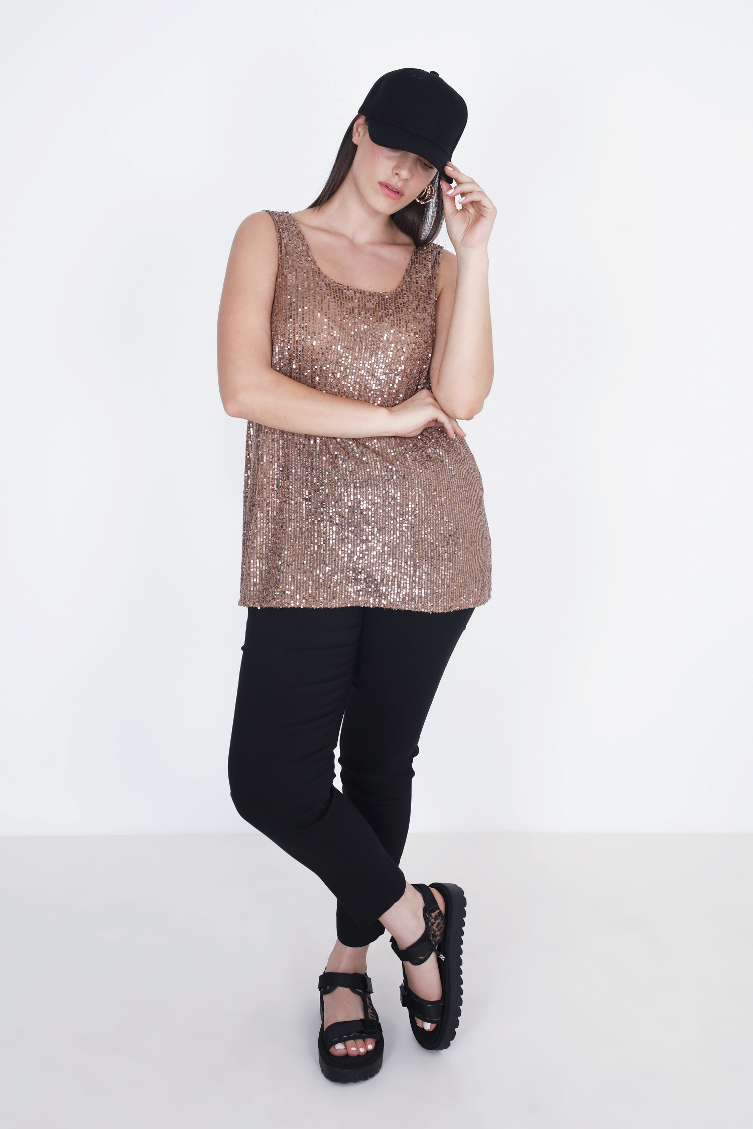 Golden sequin tank top