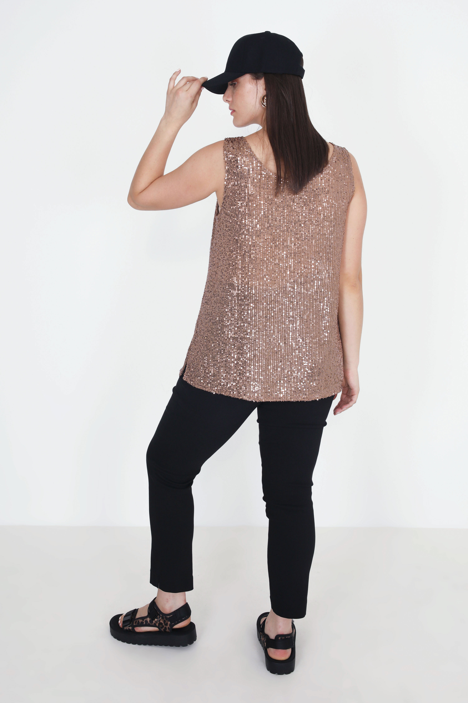 Golden sequin tank top