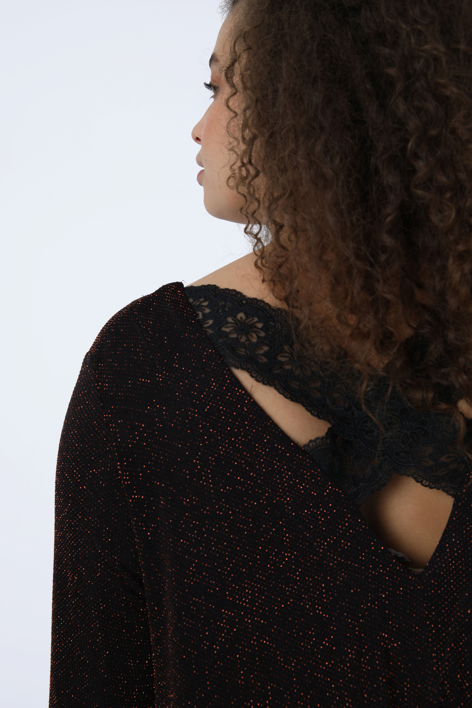 Robe trapèze en maille pailletée 