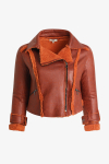 Cropped biker jacket in vegan shearling