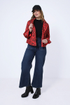 Short printed biker jacket