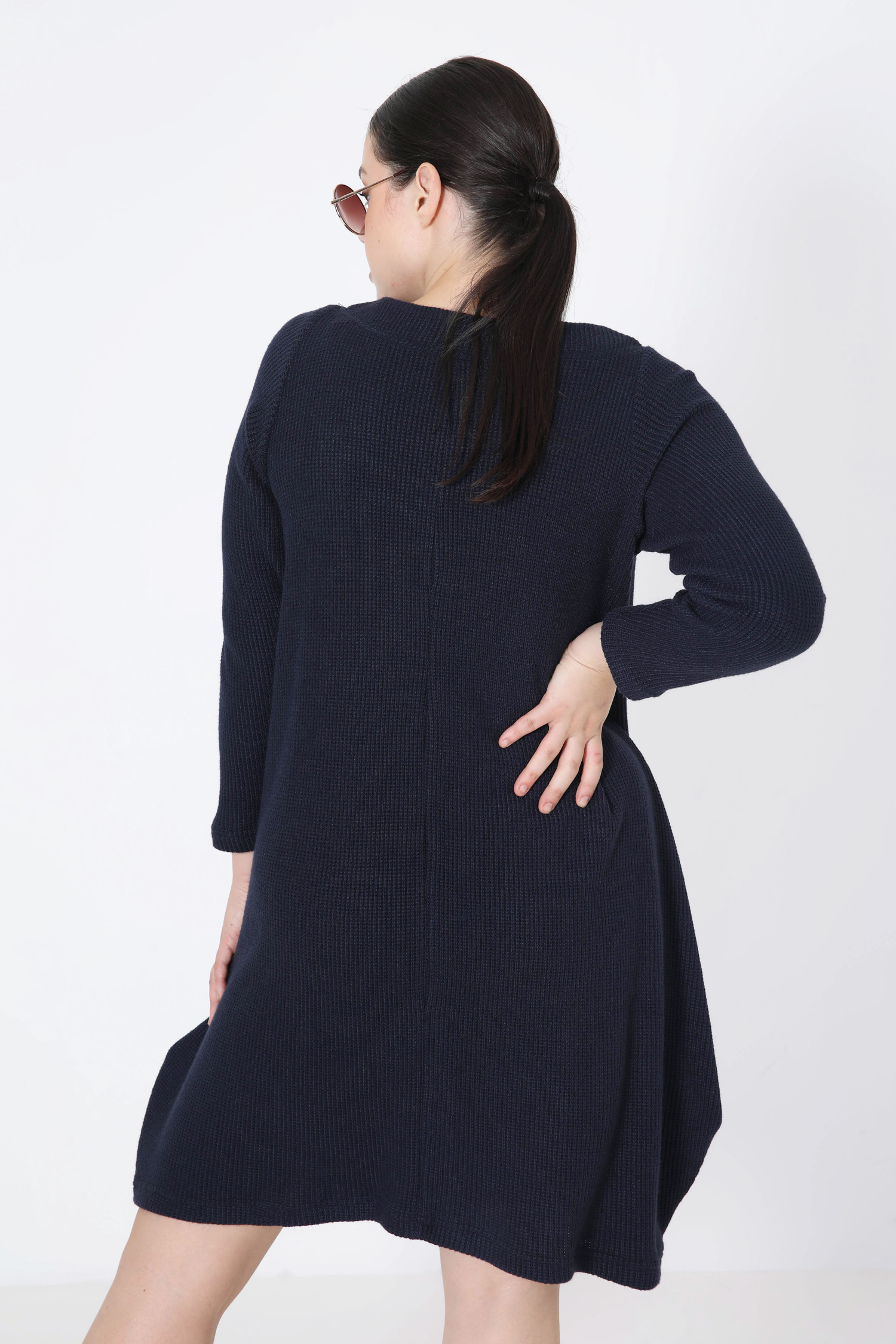 Plain knit sweater dress