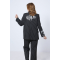 Striped suit jacket with screen print