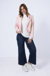veste tailleur courte multicolore avec un galon