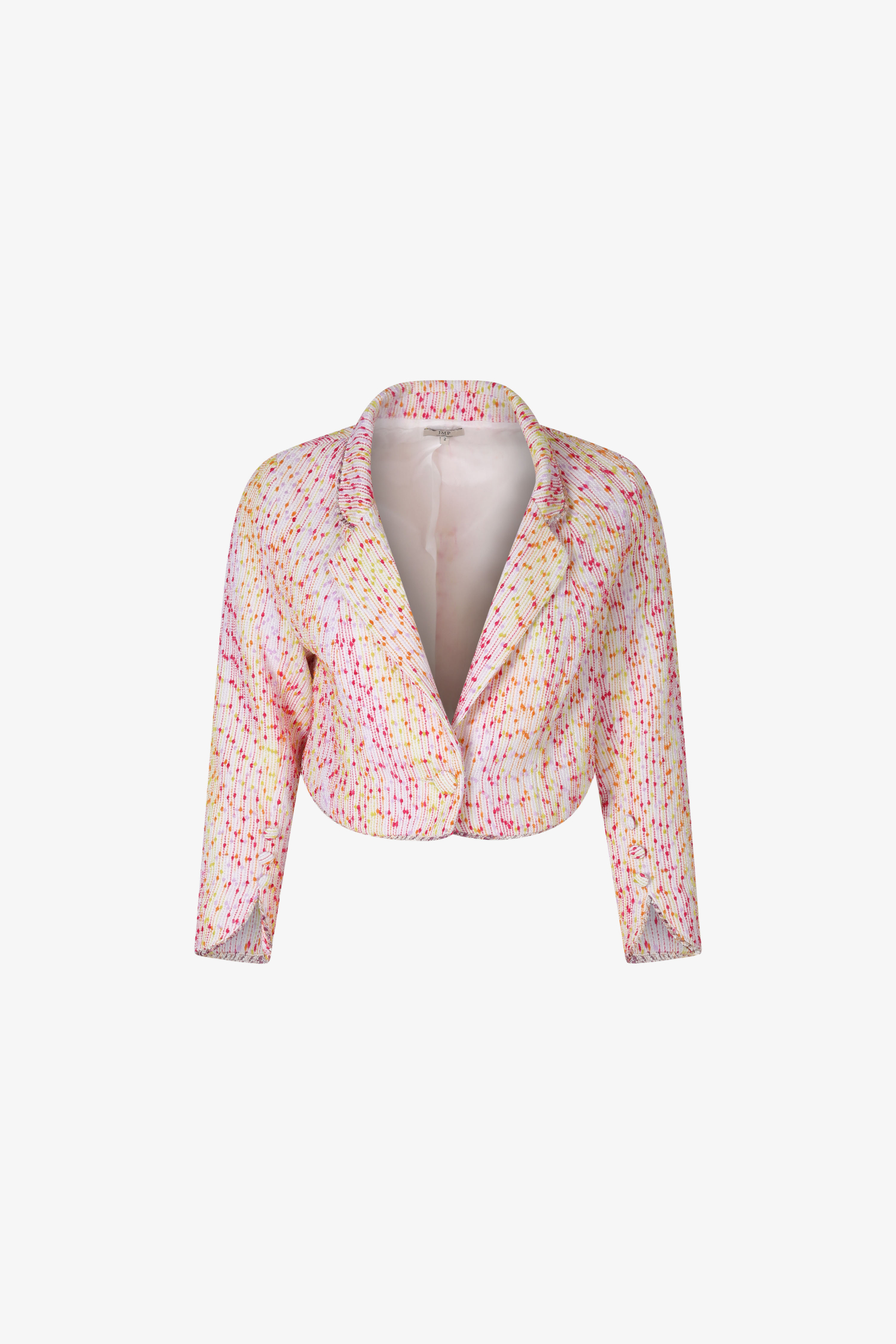 veste tailleur courte multicolore avec un galon