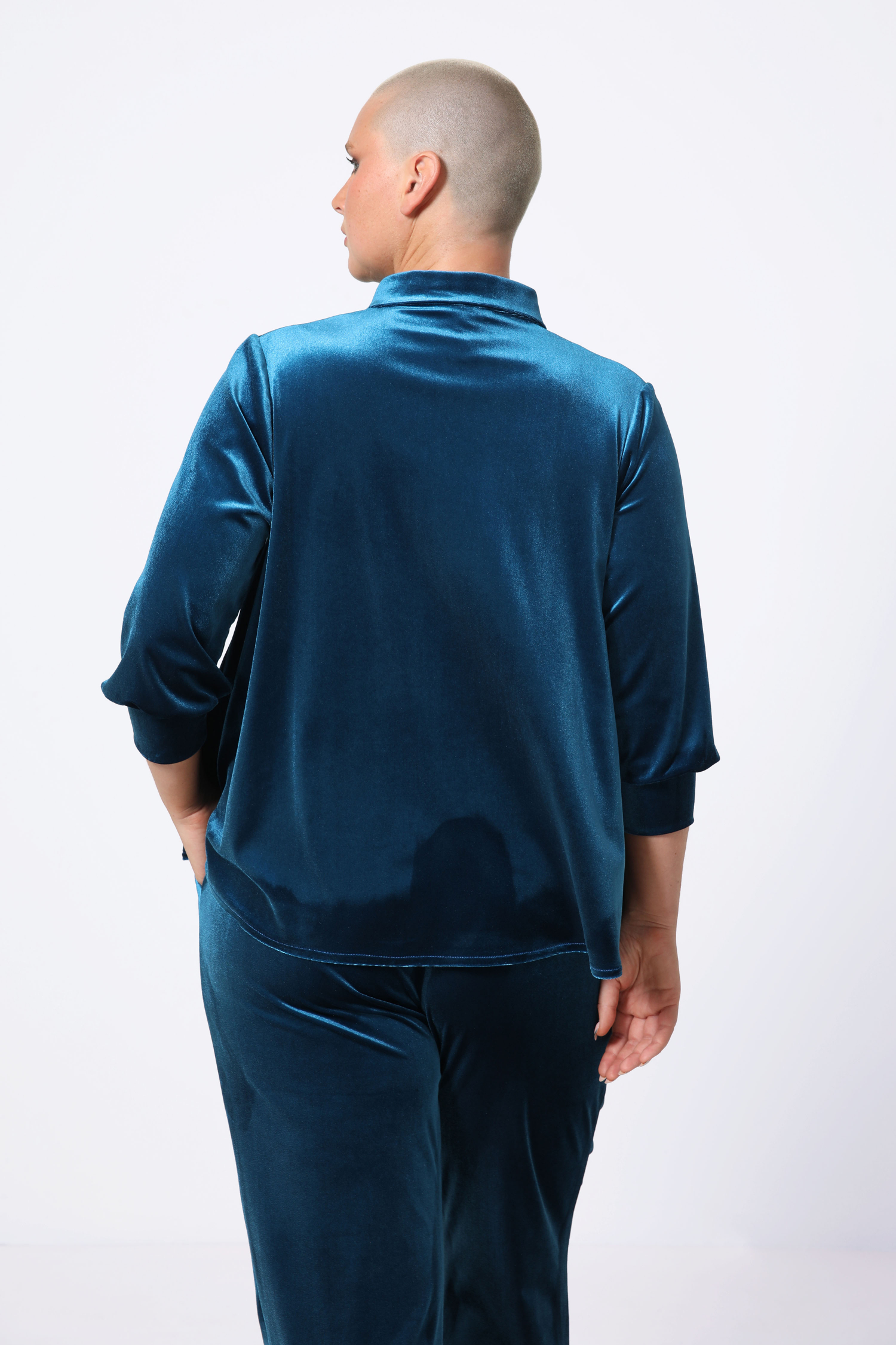 Smooth stretch velvet trapeze shirt