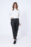 Faux leather straight pants