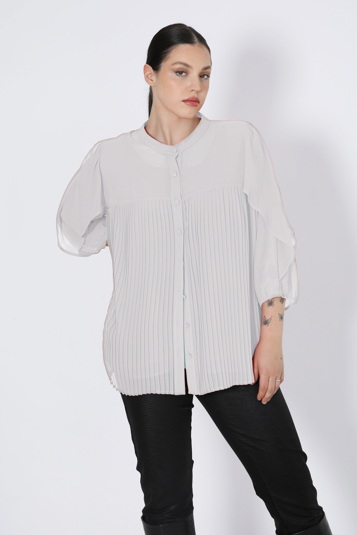 Pleated voile shirt