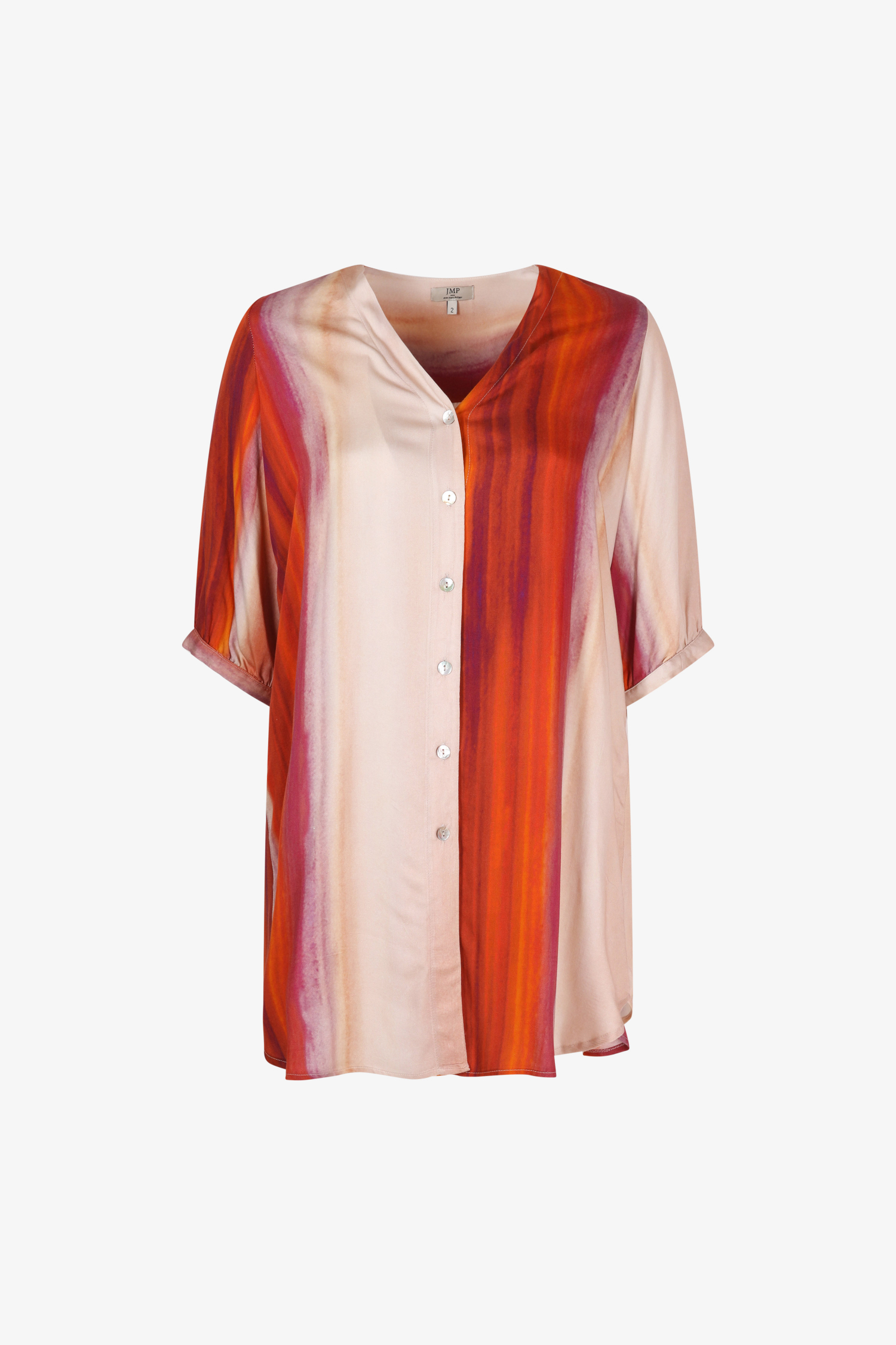 Robe chemise satinée imprimée tie and dye.