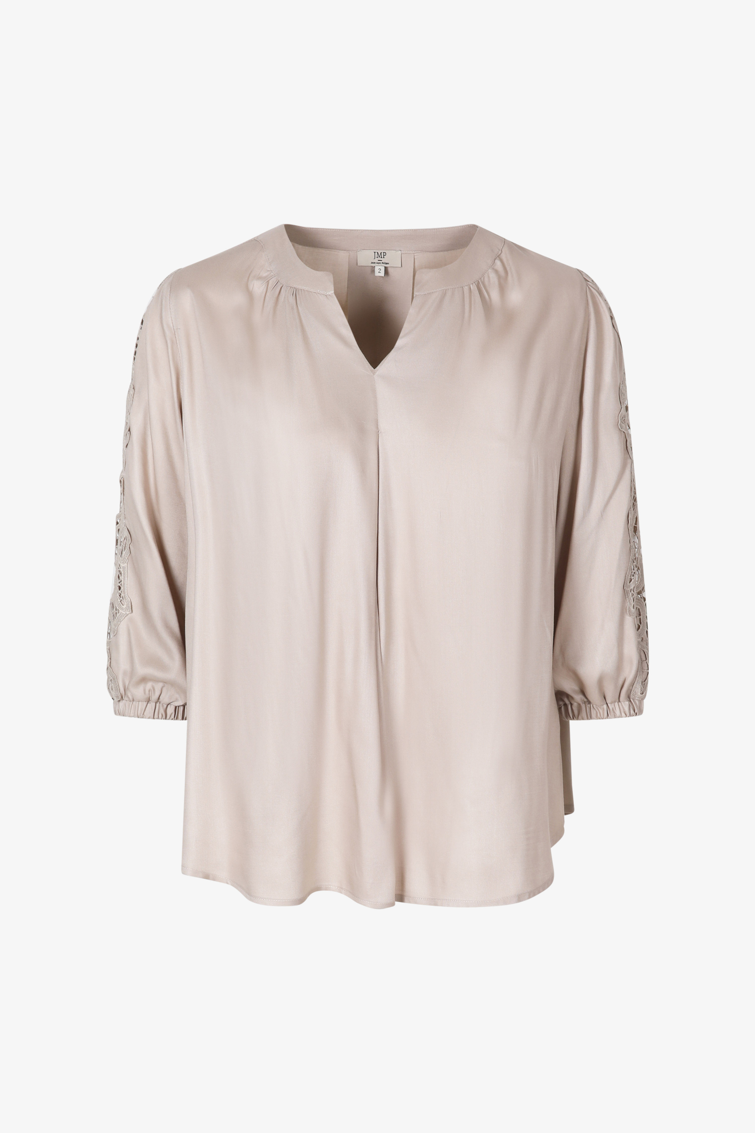 Plain blouse with lace inlay