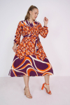 Long bi-print dress with a pastron