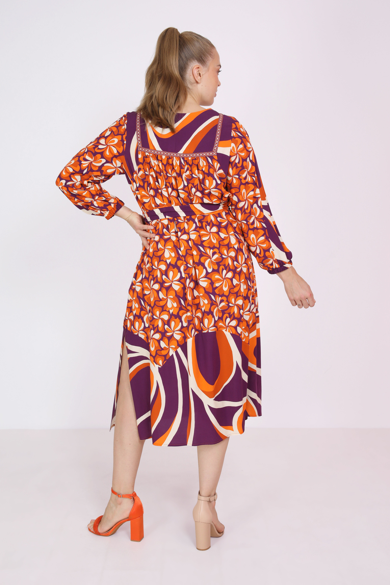 Robe longue bi-impression avec un pastron